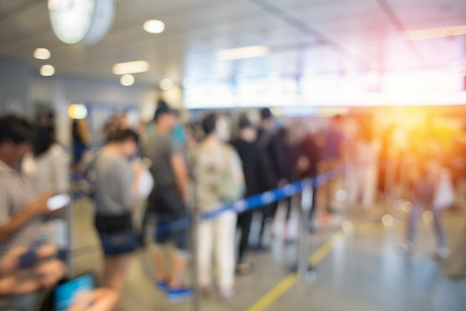 Passport control line at airport