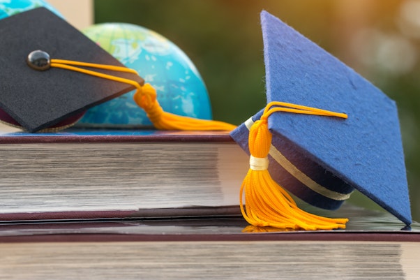 Graduation cap and globe