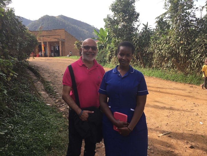 Harish Sodha with a nurse at Bwindi hospital