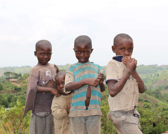 Children in Bwindi smiling into camera