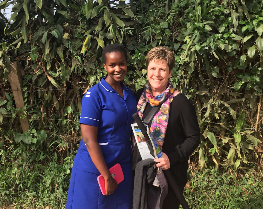 Sarah Burrows with Bwindi hospital nurse