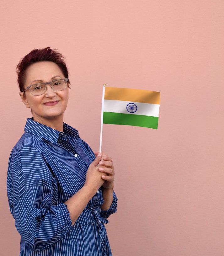 woman holding indian flag