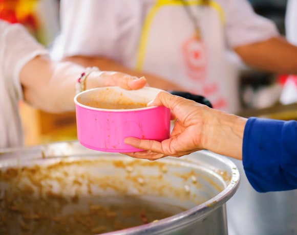 Food handed over at a food bank