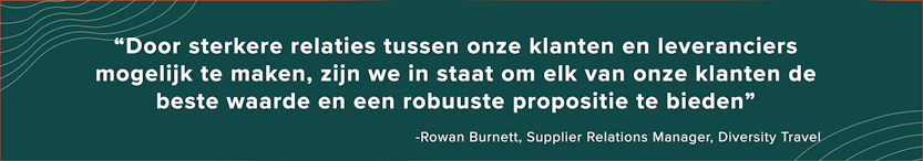 Door sterkere relaties tussen onze klanten en leveranciers mogelijk te maken, zijn we in staat om elk van onze klanten de beste waarde en een robuuste propositie te bieden