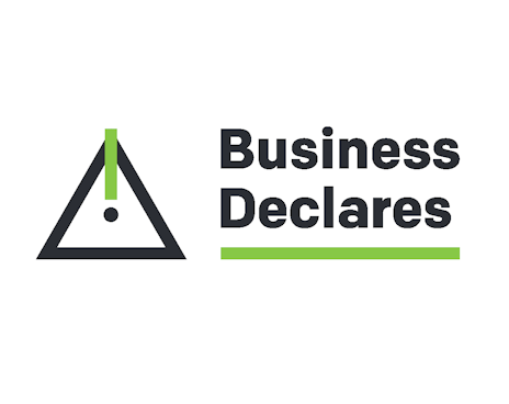 The logo for the organisation Business Declares Le logo de l'organisation Business Declares