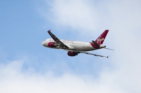 A Virgin Atlantic plane in flight