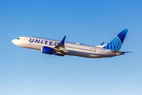 United Airlines plane in flight