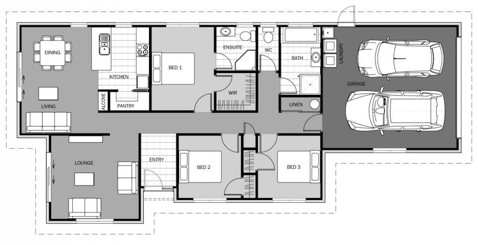 Austral Floor Plan - 3-4 bedroom home from our  Pacific Collection. 