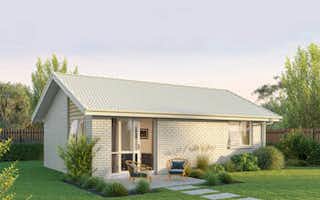Minor dwelling Signature Home with light brick cladding and light grey tile roofing