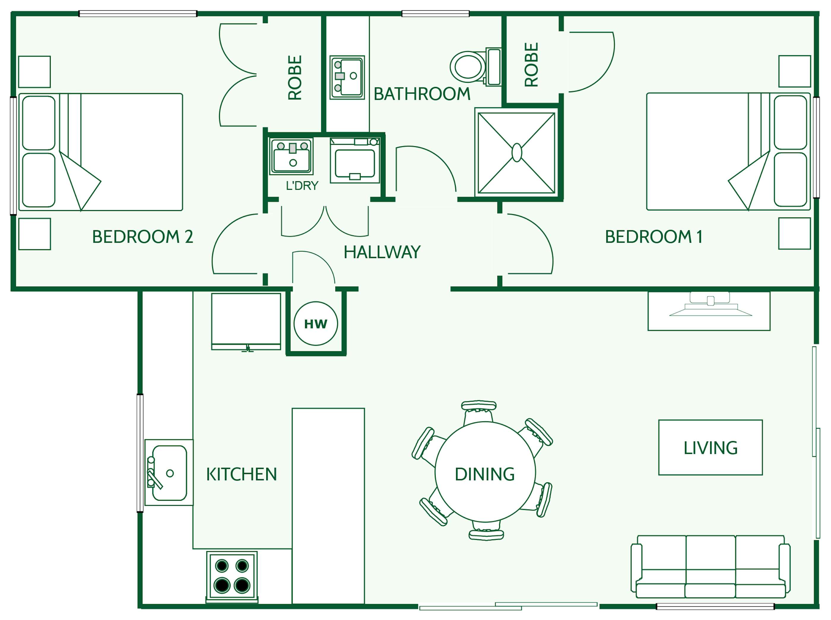Signature Homes minor dwelling house plan with two bedrooms measuring 60m2