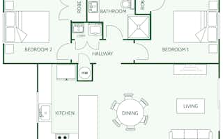 Signature Homes minor dwelling house plan with two bedrooms measuring 60m2