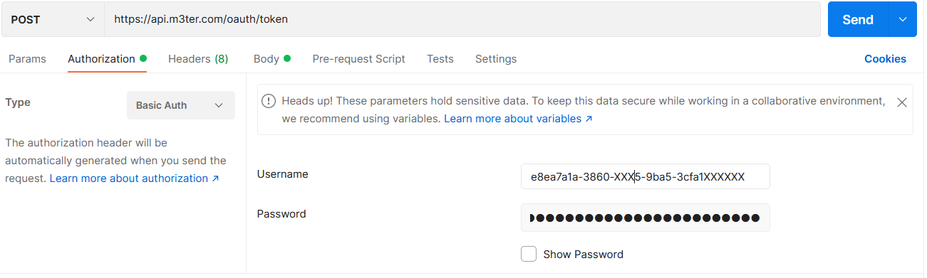 Authorization m3ter example