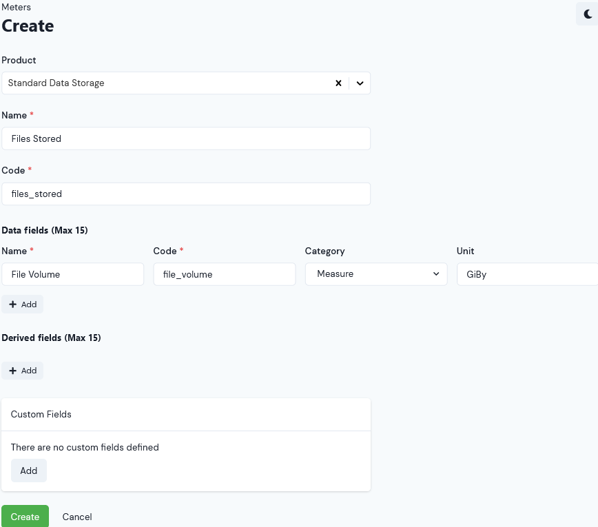 create meters | m3ter dashboard