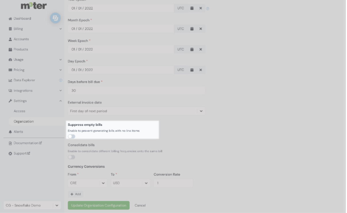 Avoid sending empty bills to customers | m3ter docs visual