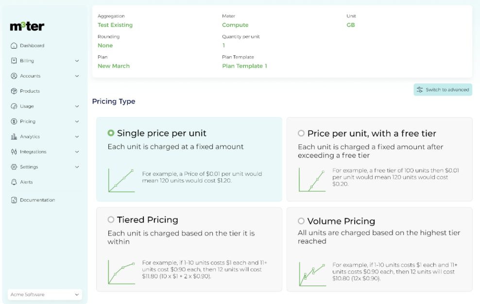 pricing type m3ter bill