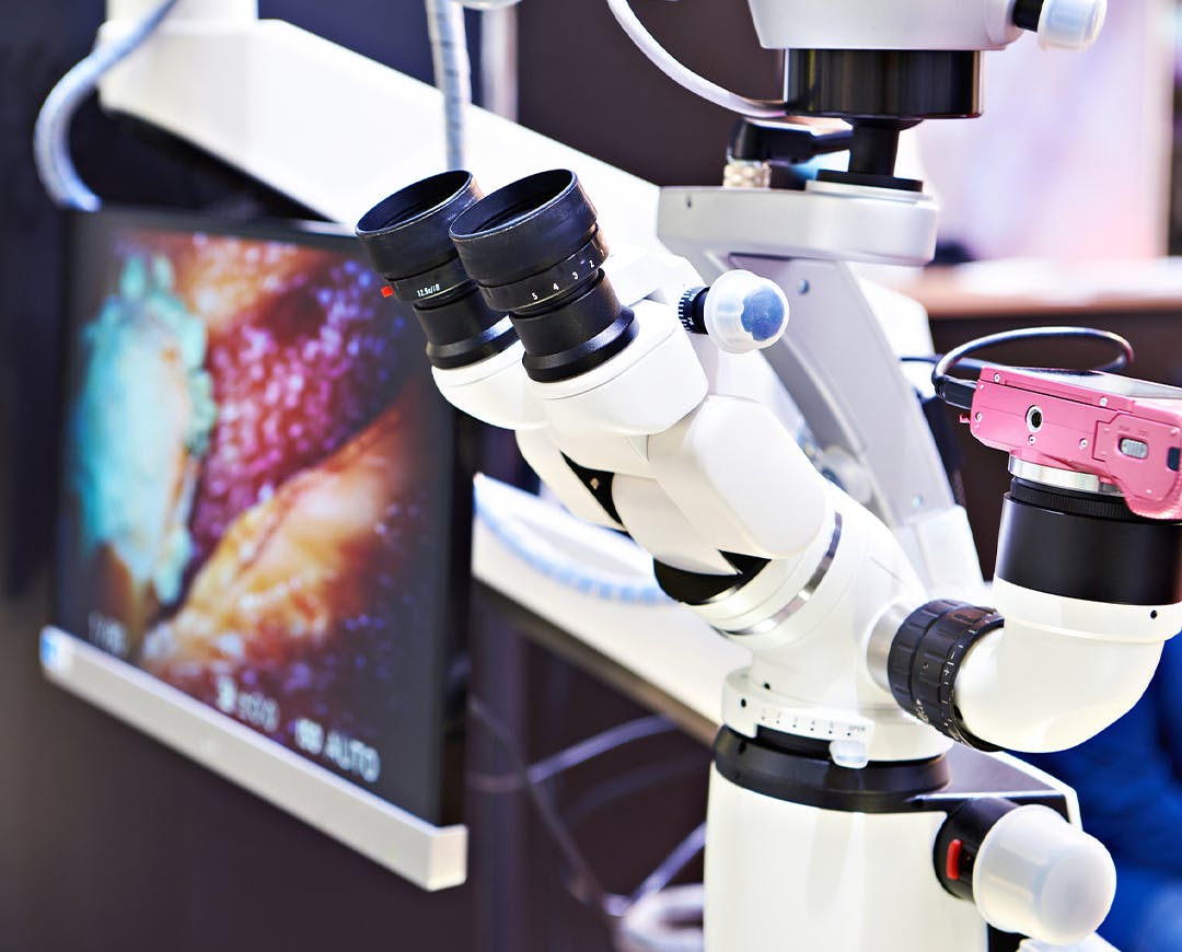 close up on a microscope device