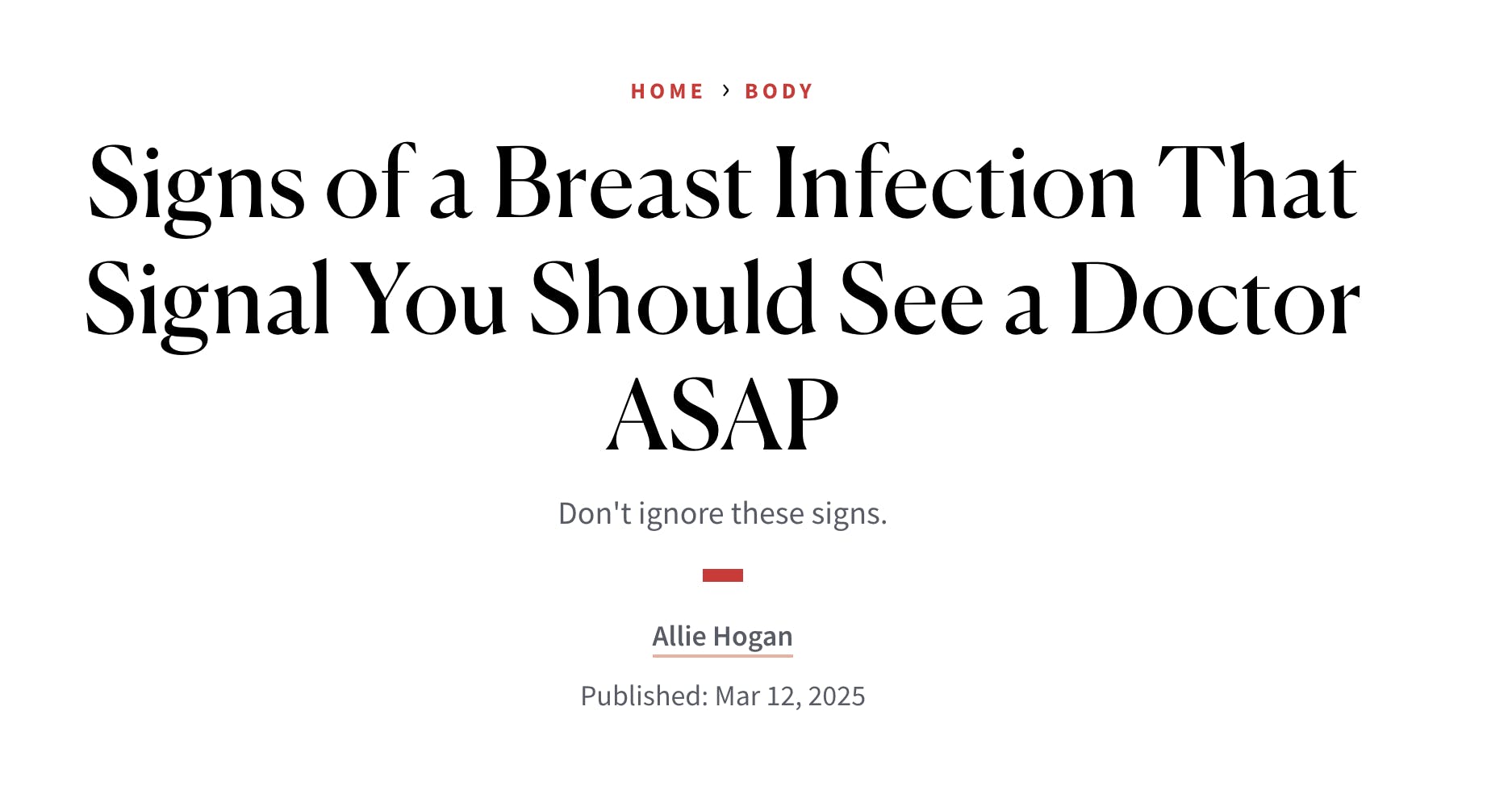 Signs of a Breast Infection That Signal You Should See a Doctor ASAP