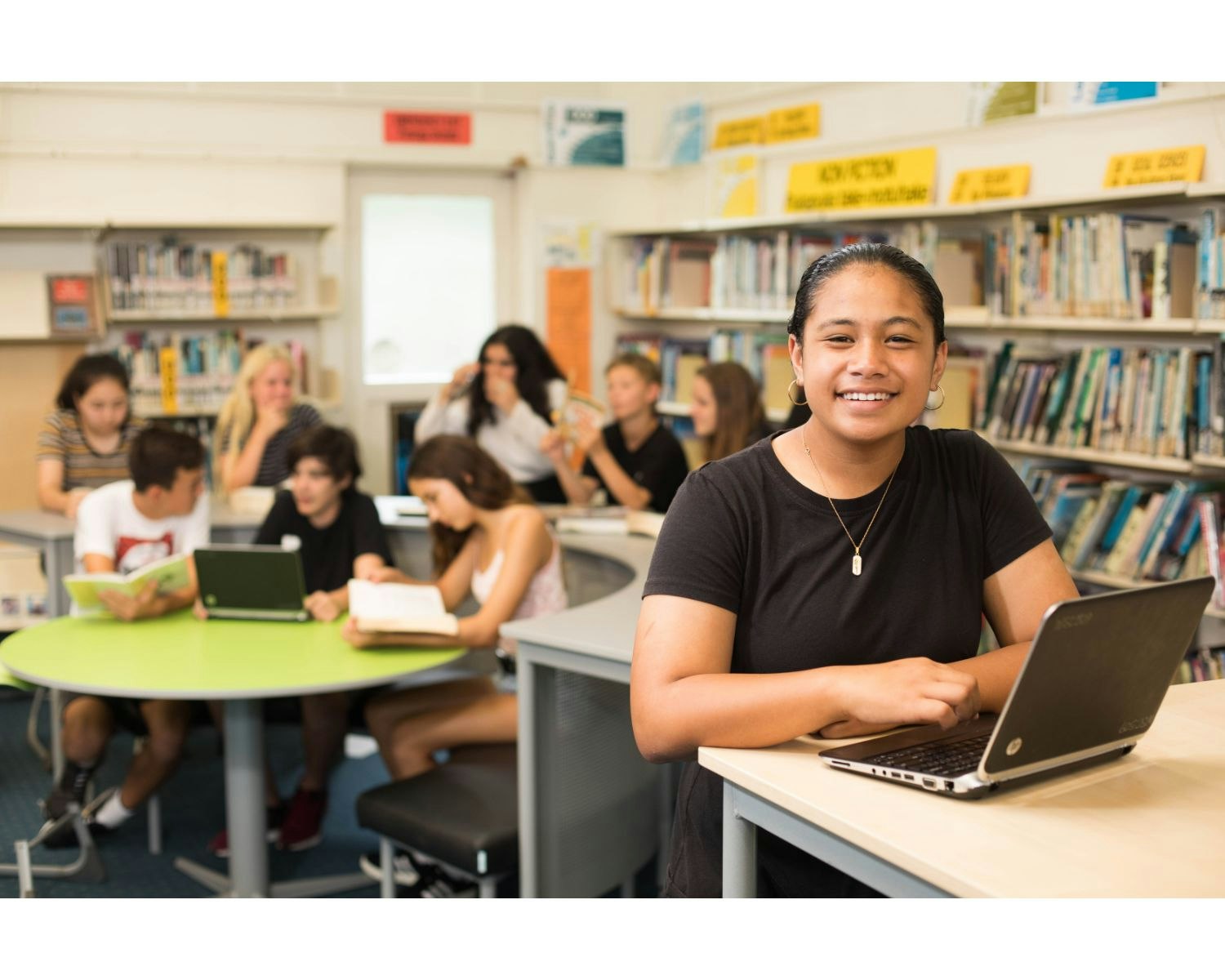 Students in the library