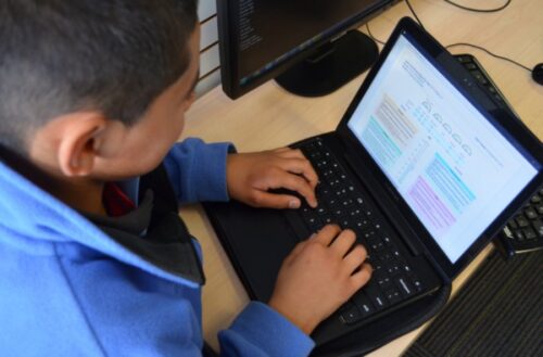 Student working on a computer