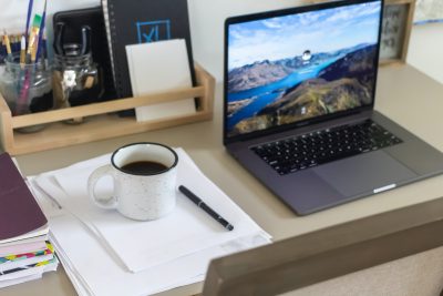 Home office setup at a desk
