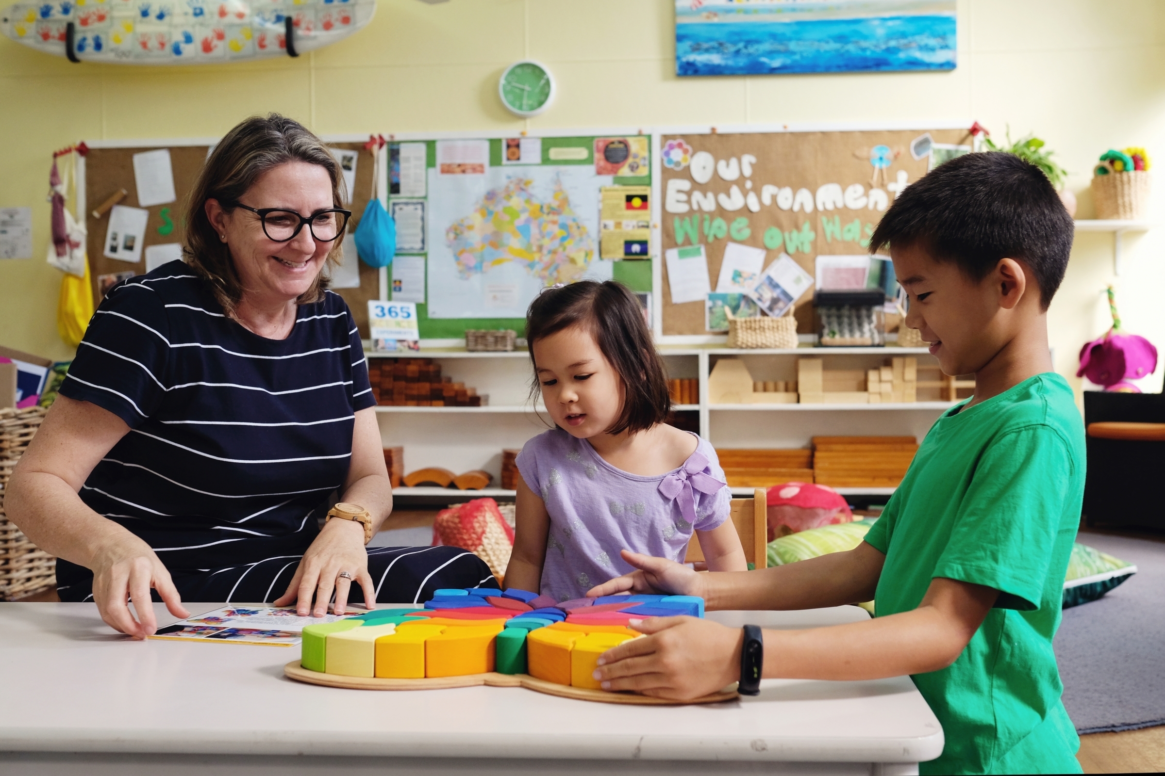 Teacher with students