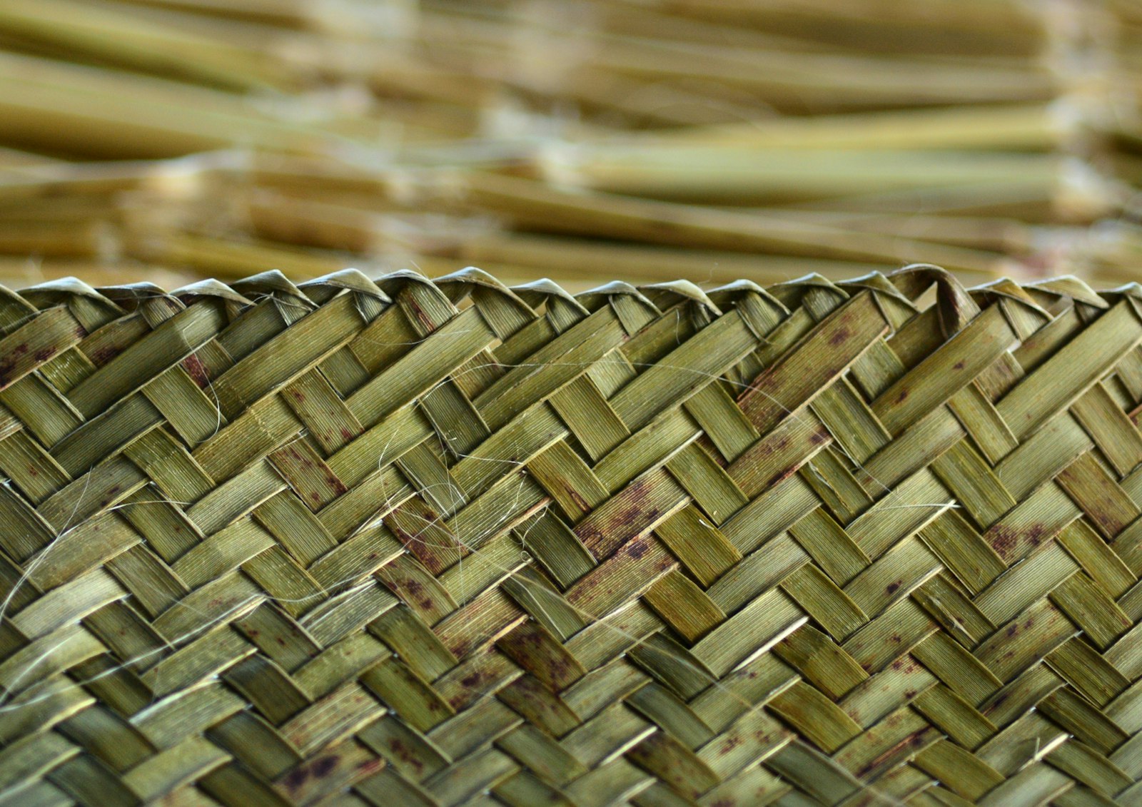Harakeke weaving woven into a kete