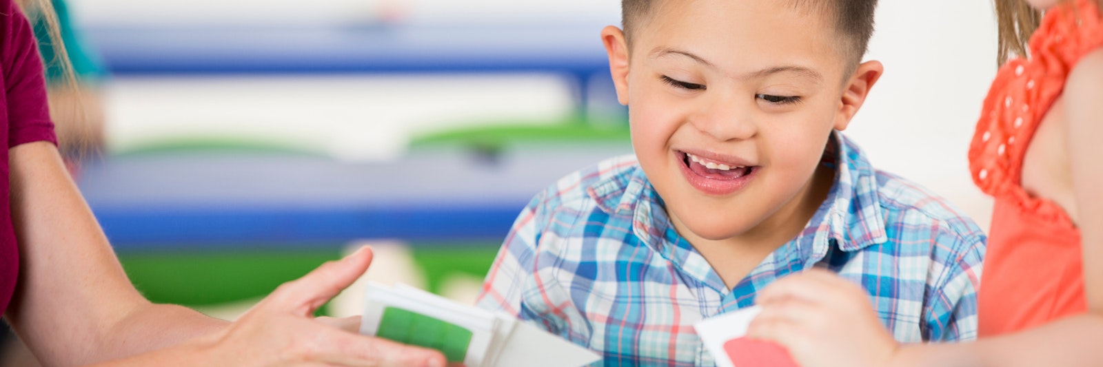 student learning and smiling