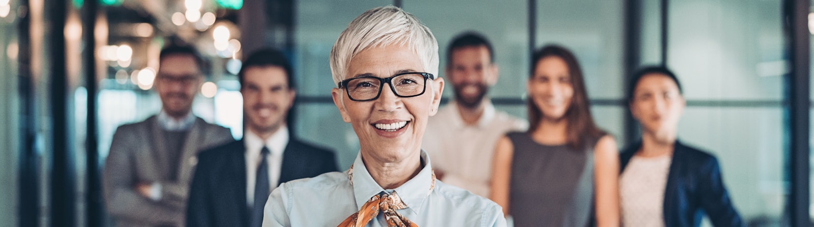 Woman with a group of leaders