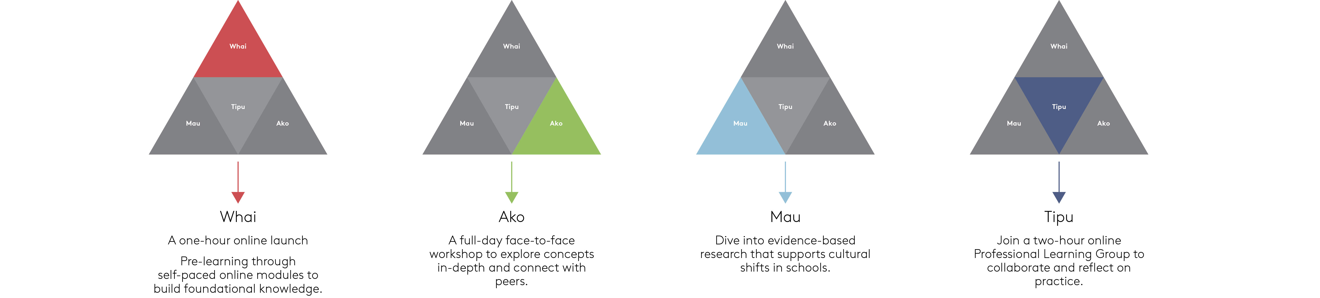 Four triangles showing the learning intention