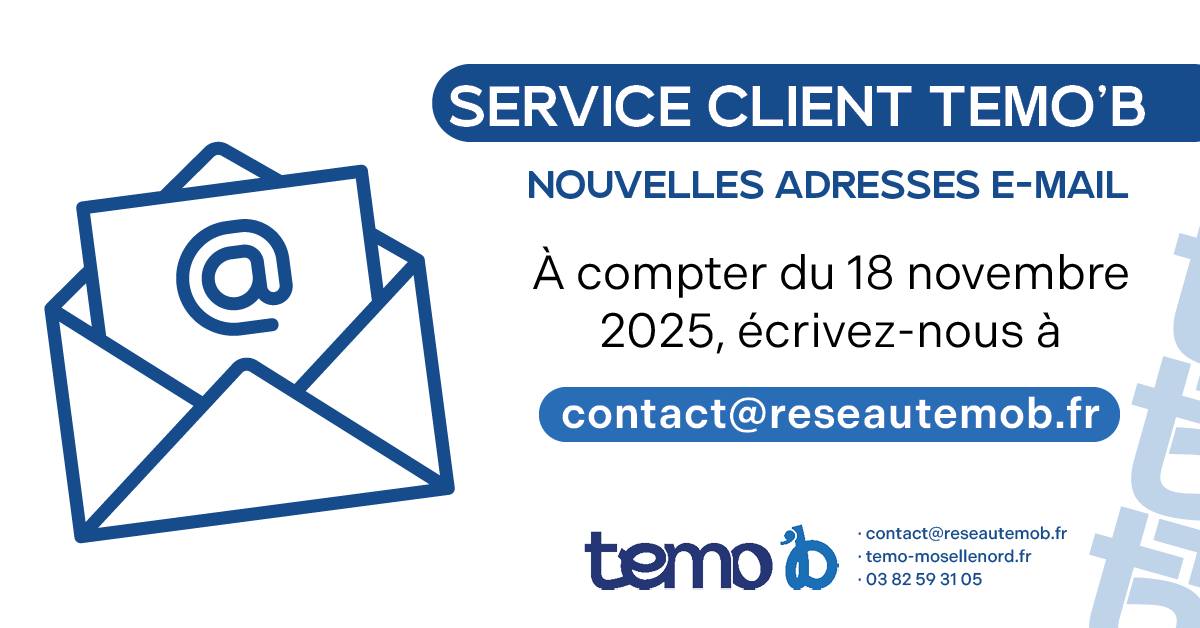 Nouvelle adresse mail service client Temo'b