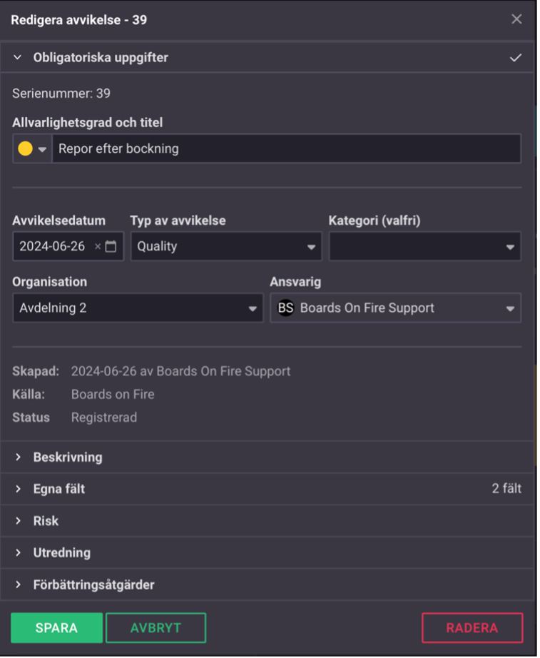 Flöde avvikelser i Boards on Fire