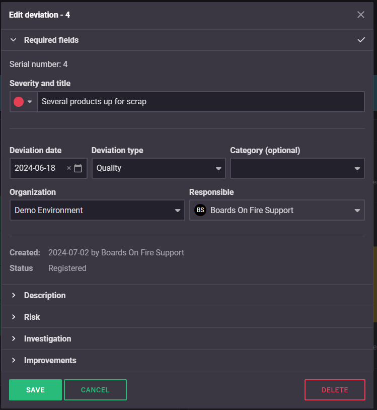 A Deviation Module Love your deviations – and manage them in Boards on Fire! / Boards on Fire