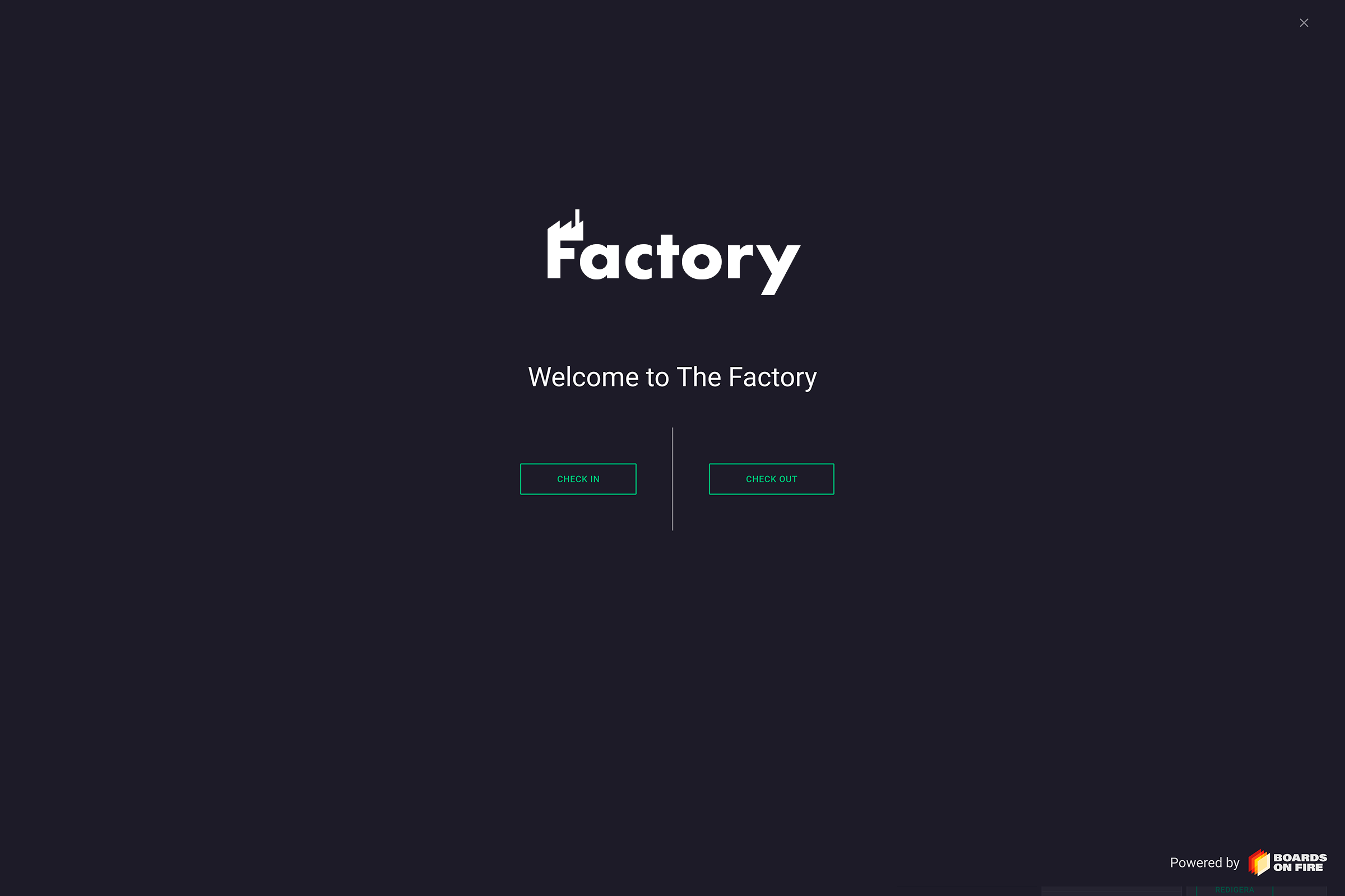 Login screen of digital visitor registration in Boards on Fire