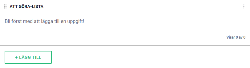 Att göra-lista första vy Första vy i att göra-listan