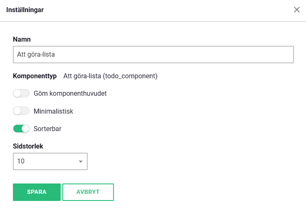 Överblick av inställningar i Att göra-listan