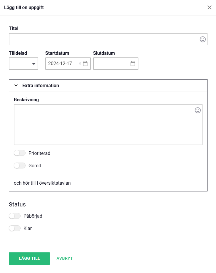 Att göra-lista lägga till uppgift Lägga till en uppgift i att göra-listan