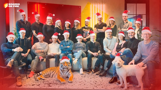 Boards on Fire Crew 2024 with Christmas hats