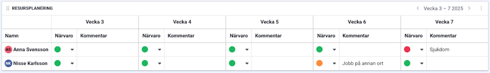 Veckovy i resursplaneringen