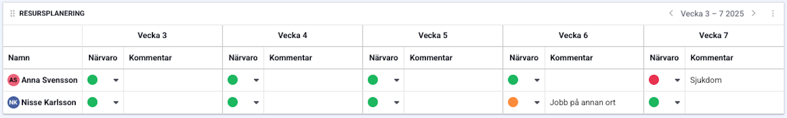 Veckovy i resursplaneringen