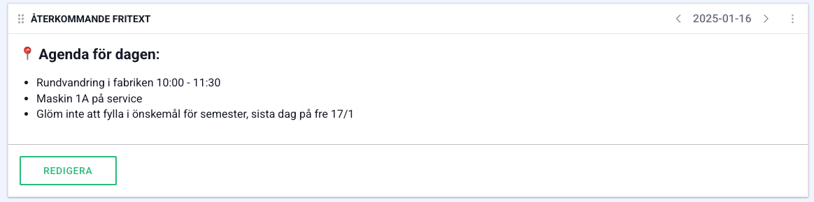 Återkommande fritext Överblick av återkommande fritext