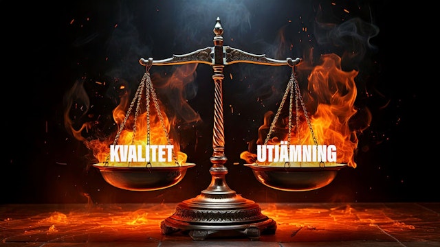 Brinnande våg med orden Kvalitet och Utjämning.