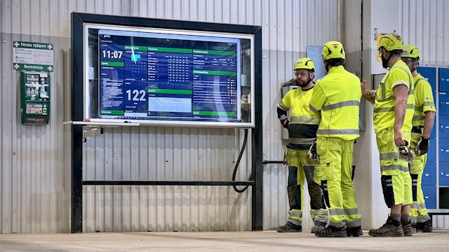 Bild på när teamet på Heidelberg Materials kör ett pulsmöte i Boards on Fire
