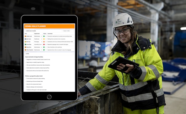 Photo of Emmie from Abetong using Boards on Fire for a Gemba Walk.