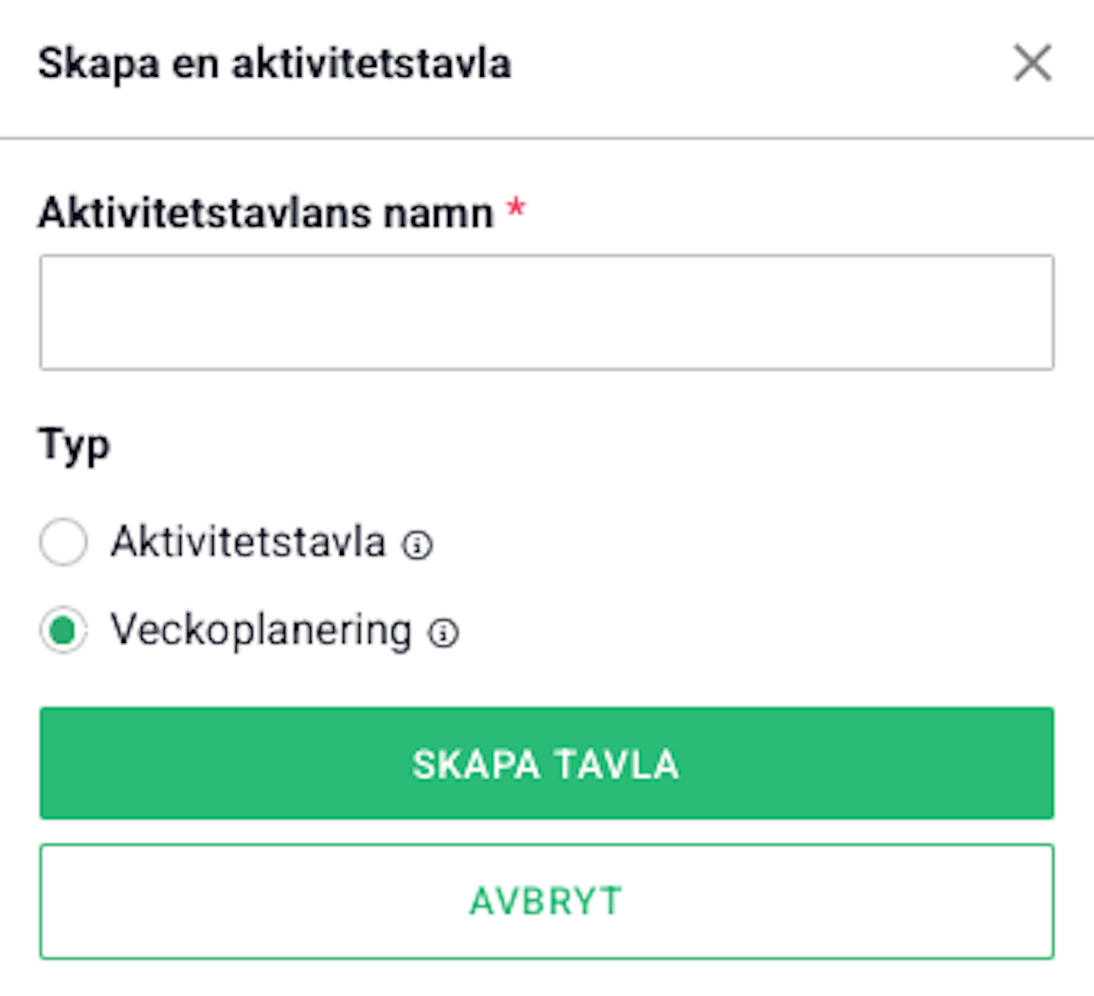 skapa veckoplanering