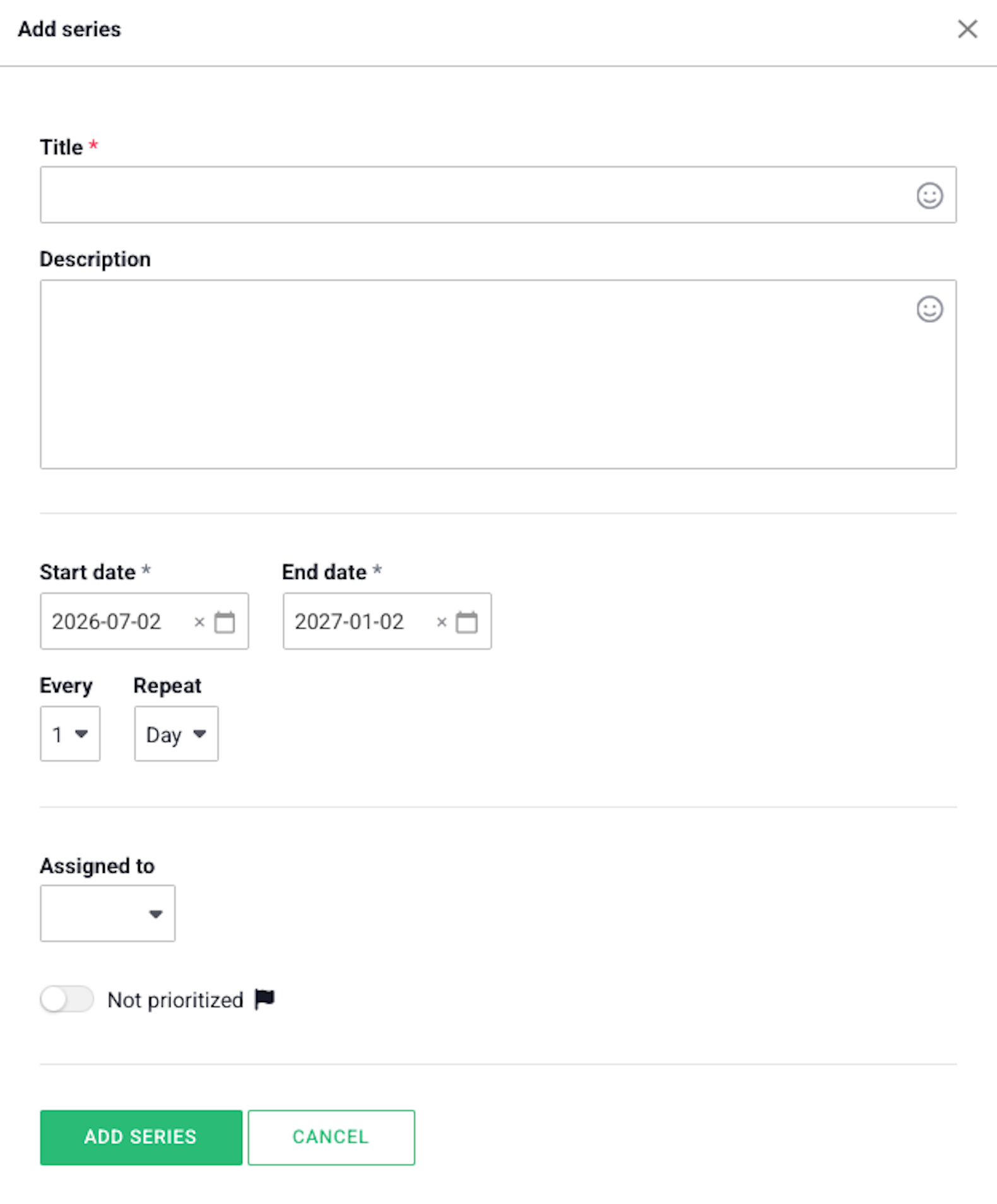add series in week planner