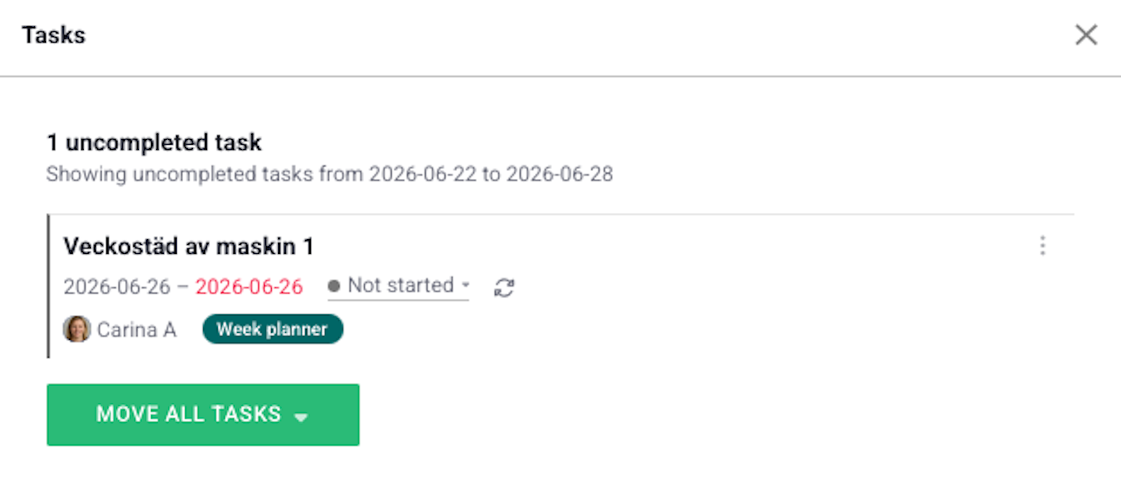 uncompleted tasks list