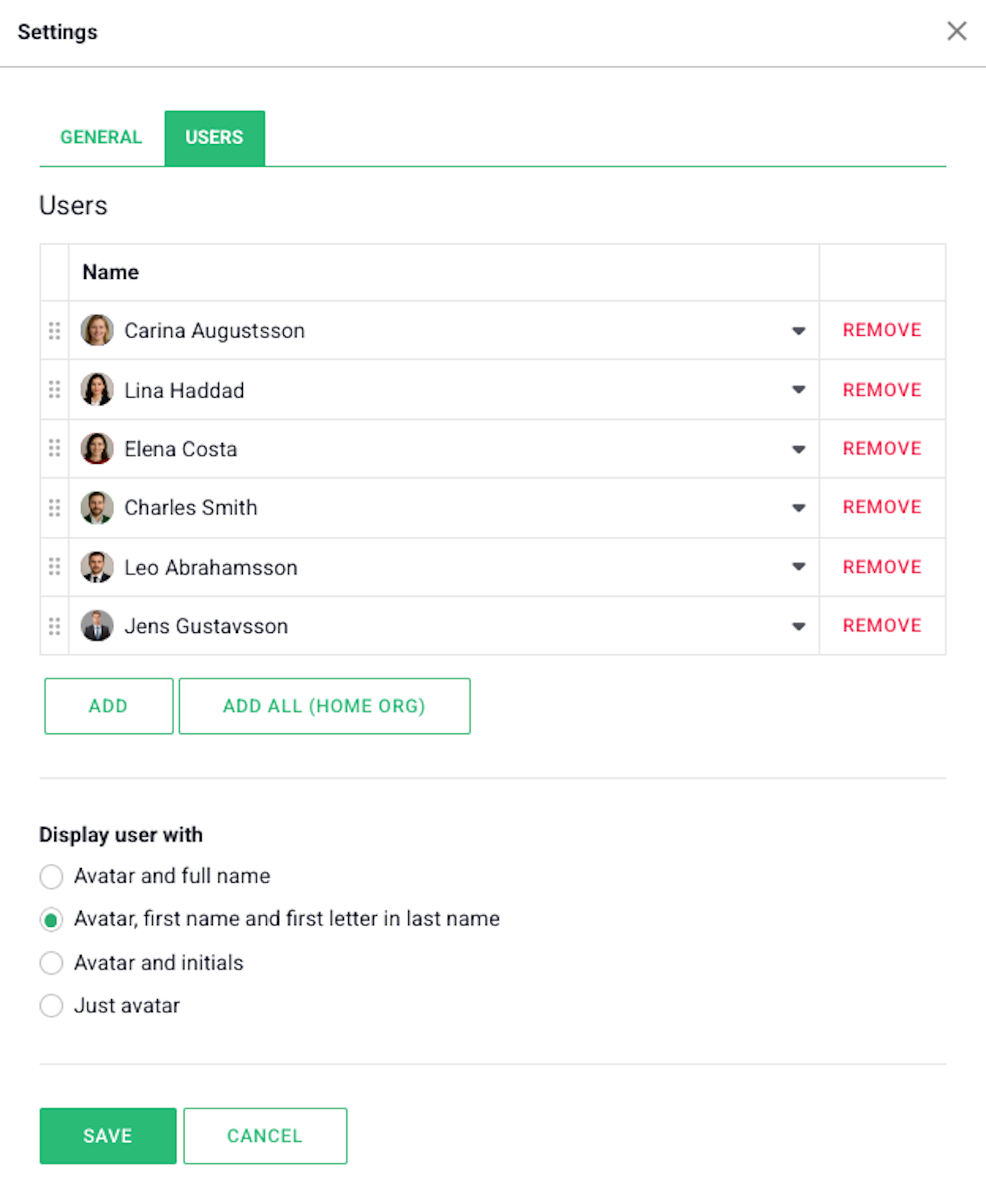 week planner settings - users