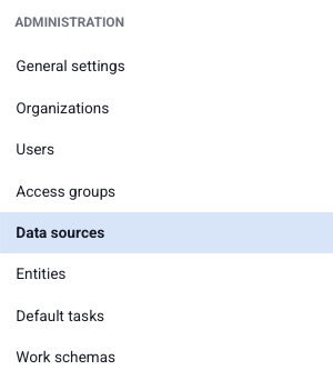 data sources in side menu data sources in side menu
