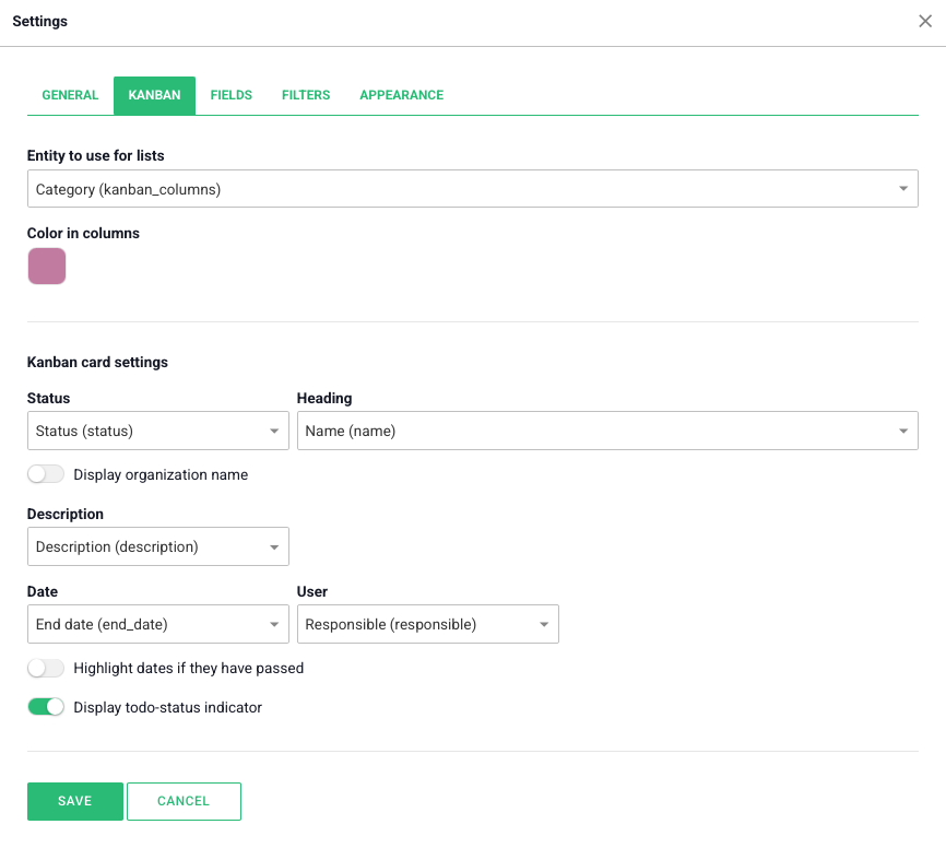 kanban-settings in activity board kanban-settings in activity board