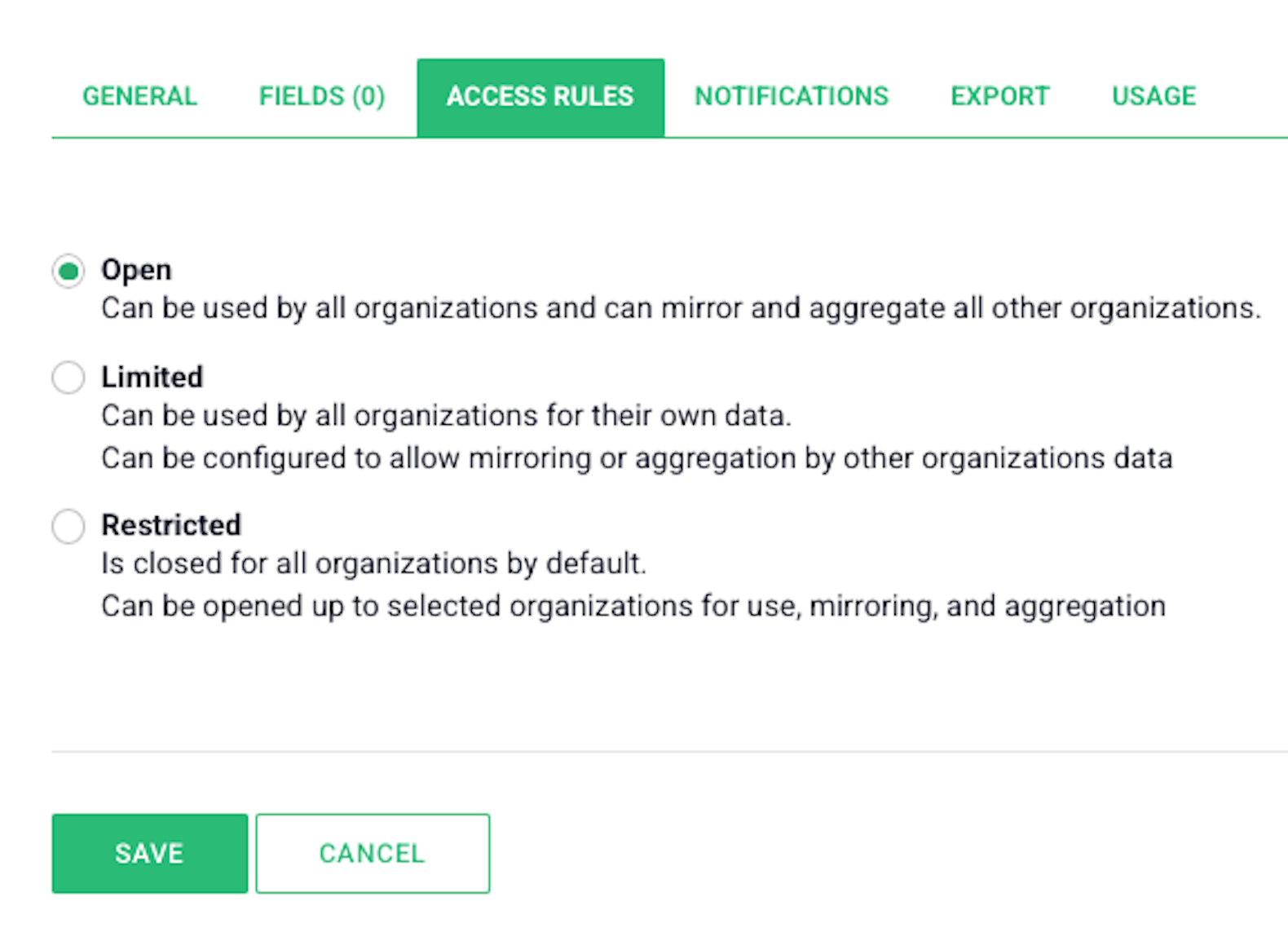 entity settings - access rules